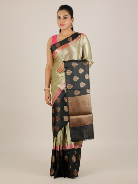 

Pothys Gold-Toned & Black Cotton Blend Woven Design Saree