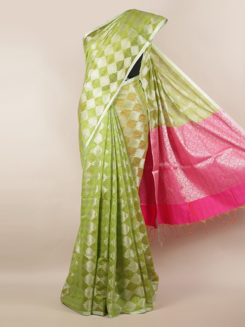 

Pothys Green Woven Design Cotton Blend Saree