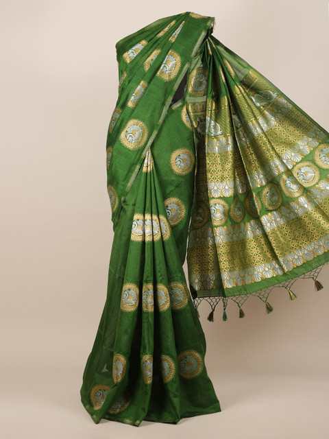 

Pothys Green Woven Design Jute Silk Saree
