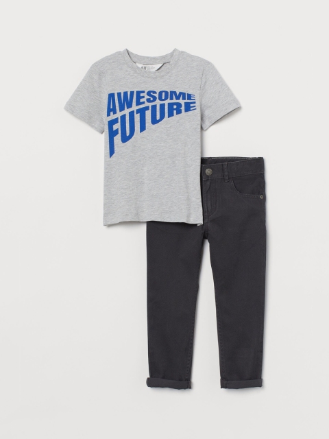 

H&M Boys Grey & Black 2-Piece Cotton Set