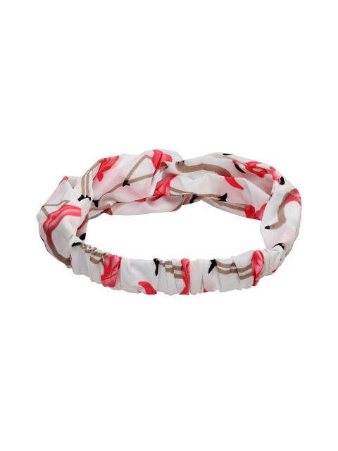 

Ferosh Women White & Red Flamingo Printed Hairband