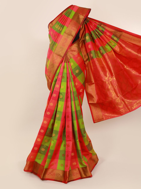 

Pothys Multicoloured Checked Art Silk Saree, Multi