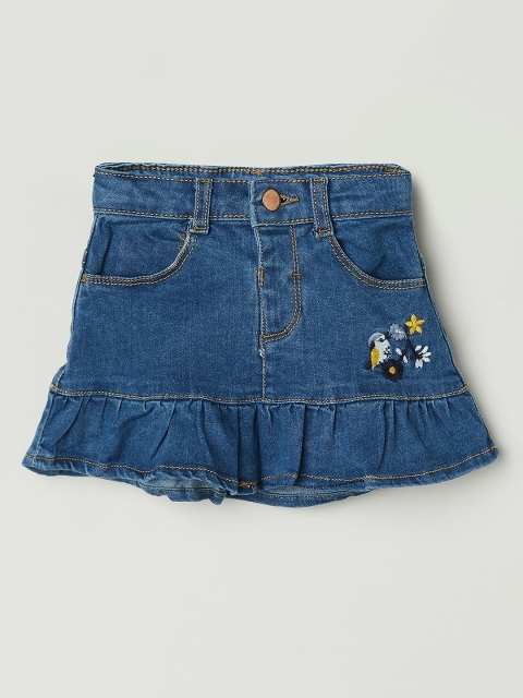 

max Infant Girls Blue Solid Denim A-Line Skirt