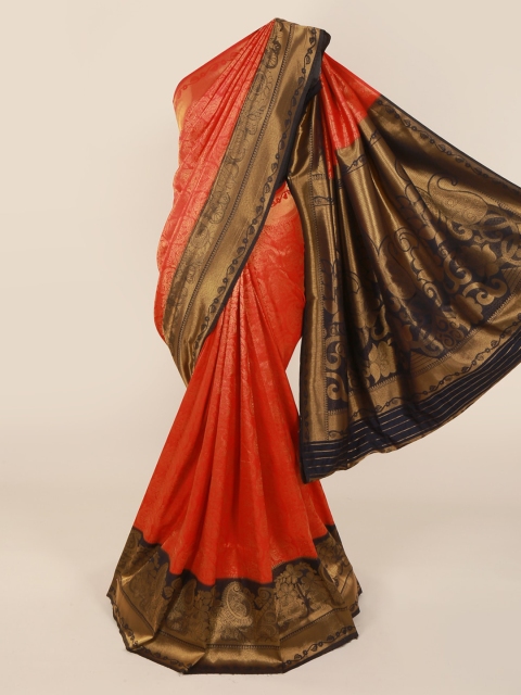 

Pothys Red & Gold-Toned Pure Silk Woven Design Banarasi Saree