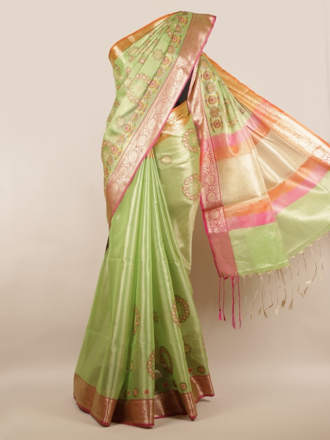 

Pothys Green Woven Design Tissue Saree