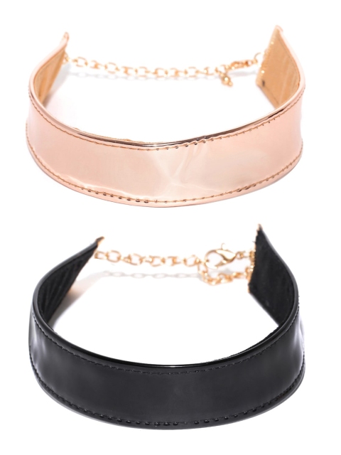 

Blueberry Set of 2 Metal Gold-Plated Handcrafted Chokers, Black