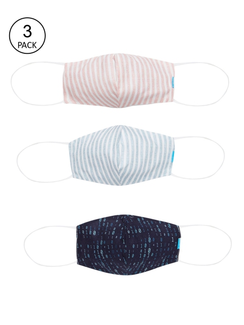 

Welspun Unisex Pack Of 3 Printed 2-Ply Reusable Outdoor Masks, Blue