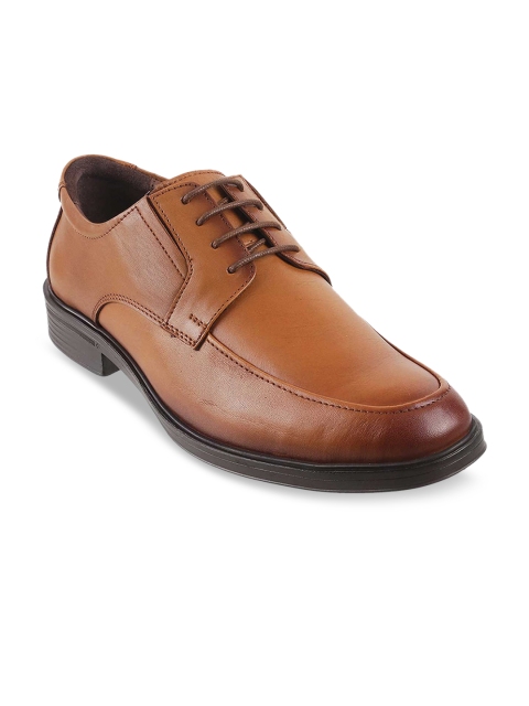 Metro Men Tan Brown Solid Leather Formal Derbys