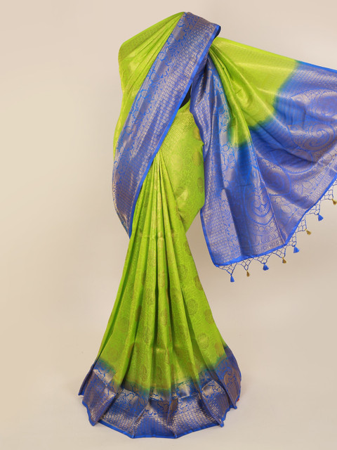 

Pothys Green & Blue Pure Silk Woven Design Saree