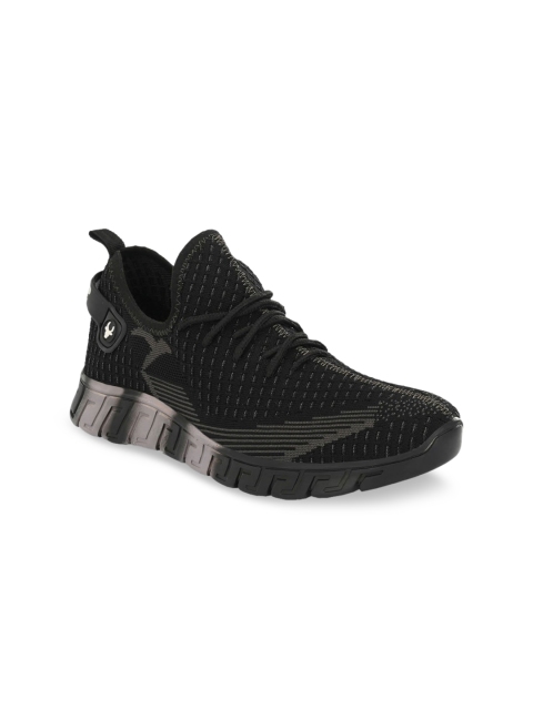 

HIROLAS Men Black Mesh Running Shoes