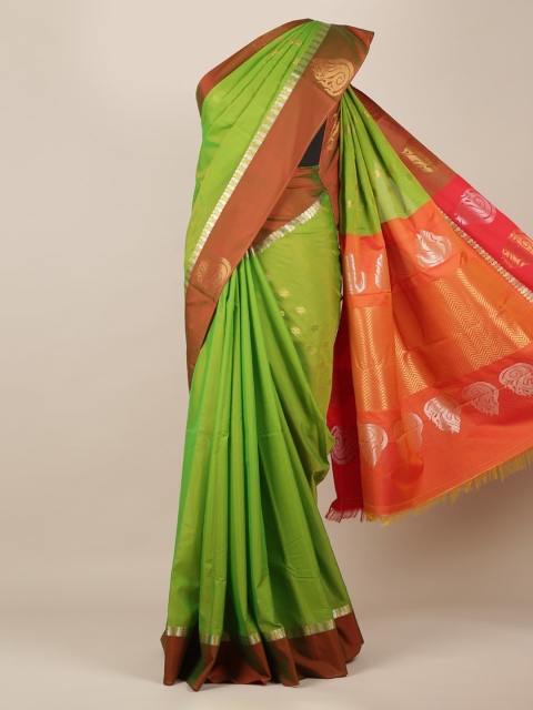 

Pothys Green & Orange Silk Cotton Woven Design Saree