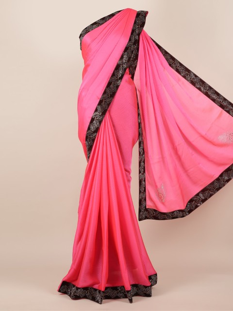 

Pothys Pink Solid Poly Georgette Saree