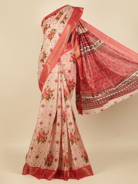 

Pothys Beige Printed Jute Silk Saree