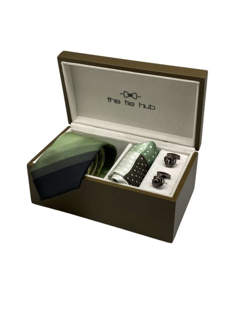 

The Tie Hub Men Green & Black Accessory Gift Set