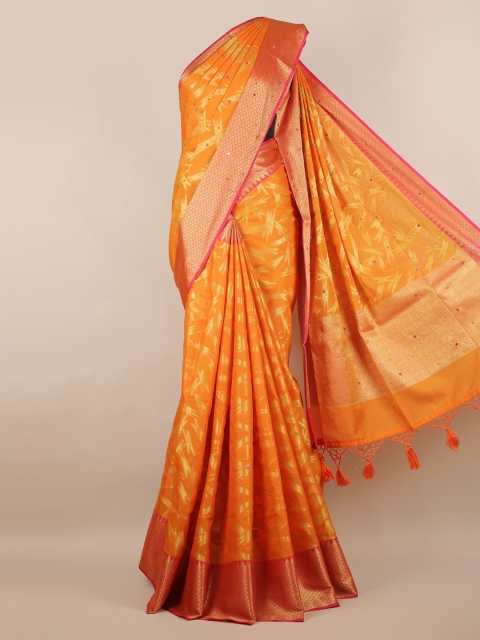 

Pothys Orange Woven Design Cotton Blend Saree