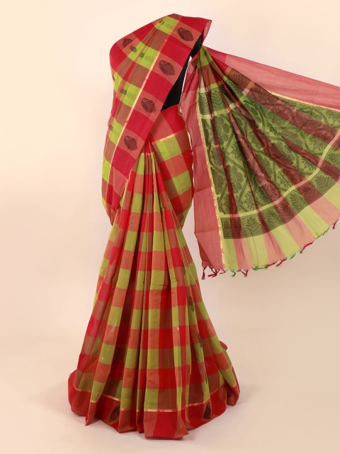 

Pothys Multicoloured Checked Pure Cotton Saree, Multi