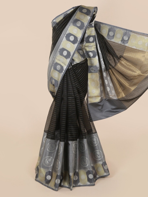 

Pothys Black Striped Cotton Blend Saree