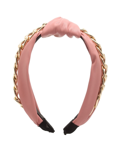 

Ferosh Women Pink & Gold-Toned Embellished Leather Hairband