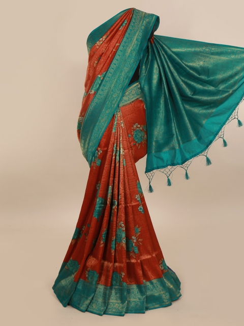 

Pothys Rust & Green Art Silk Woven Design Saree
