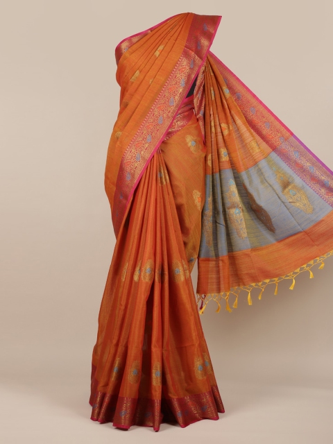 

Pothys Orange Woven Design Cotton Blend Saree
