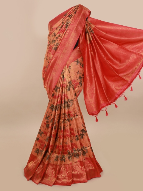 

Pothys Orange Printed Art Silk Saree