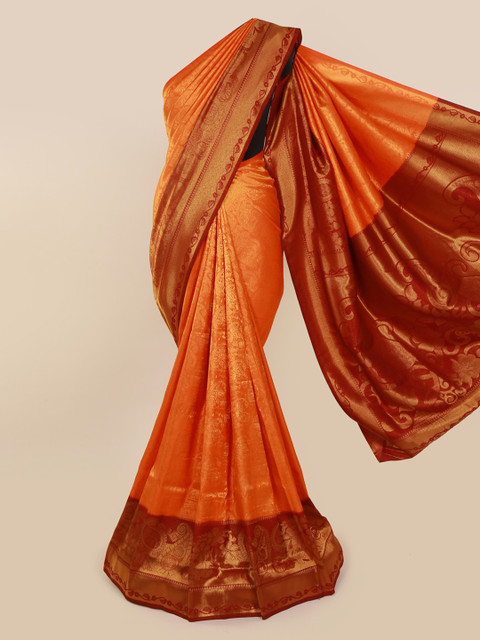 

Pothys Orange Woven Design Pure Silk Saree