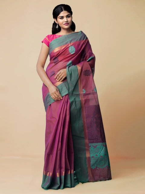 

Unnati Silks Pink Pure Cotton Woven Design Handloom Uppada Saree