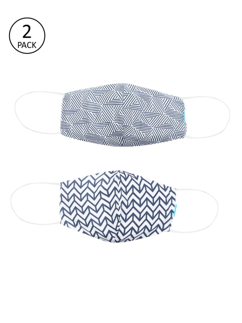 

Welspun Unisex Pack Of 2 Printed 2 Ply Reusable Protective Outdoor Masks, Navy blue