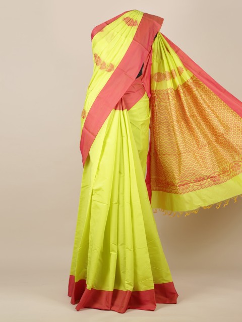 

Pothys Lime Green Woven Design Silk Cotton Saree