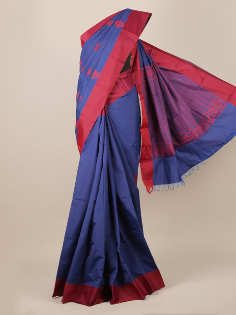 

Pothys Blue & Red Silk Cotton Printed Saree