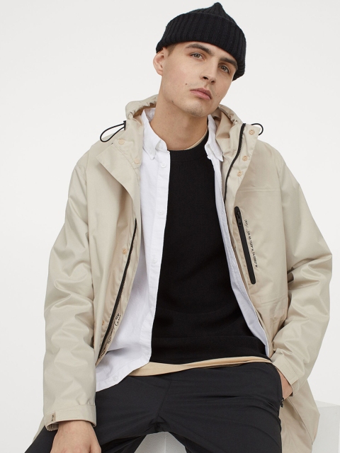 

H&M Men Beige Solid Water-Repellent Parka