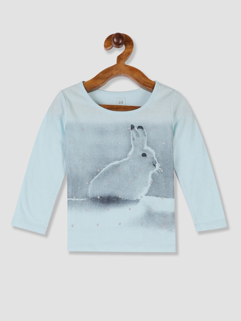

GAP Boys Blue & Grey Printed Round Neck T-shirt