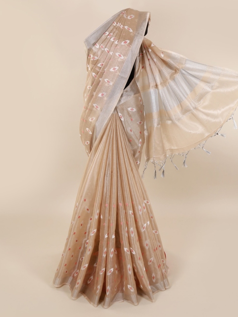 

Pothys Tan Woven Design Cotton Blend Saree