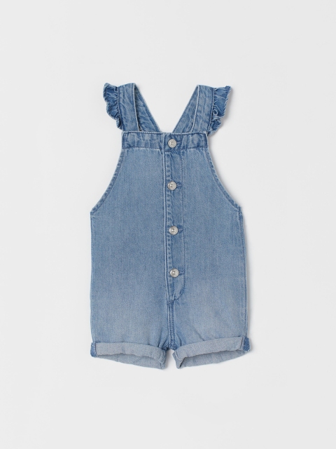 

H&M Girls Blue Frill-Trimmed Dungaree Shorts