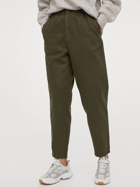 

H&M Women Green Solid Trousers