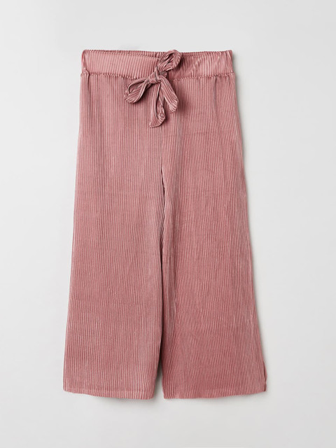 

max Girls Peach-Coloured Striped Wide Leg Palazzos
