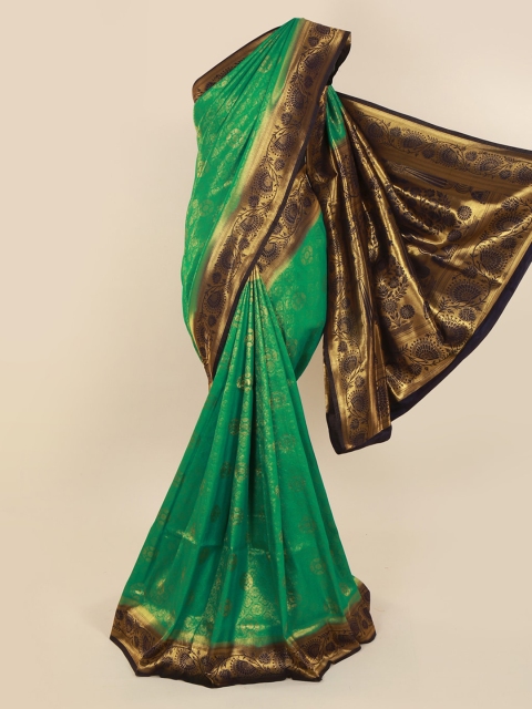 

Pothys Green & Gold-Toned Pure Silk Woven Design Saree