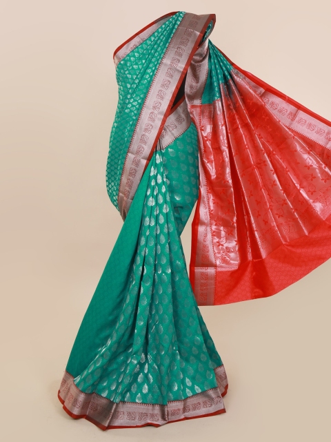 

Pothys Blue & Silver-Toned Art Silk Woven Design Saree