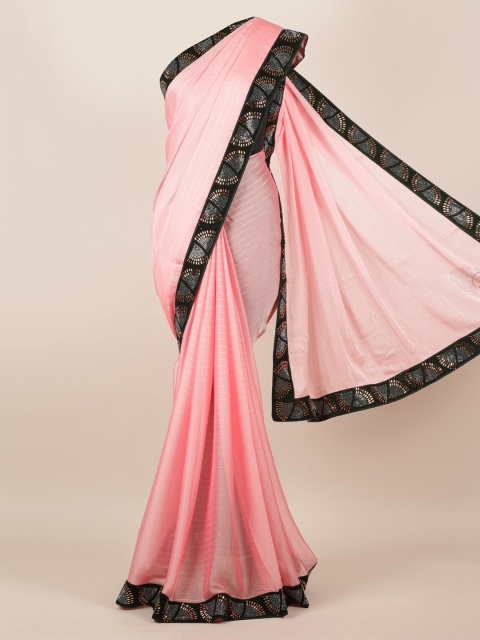 

Pothys Pink Striped Poly Georgette Saree