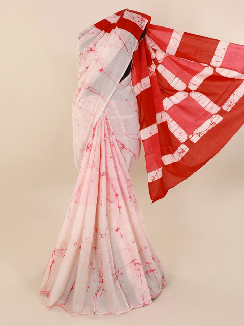 

Pothys Pink & Red Pure Cotton Printed Saree