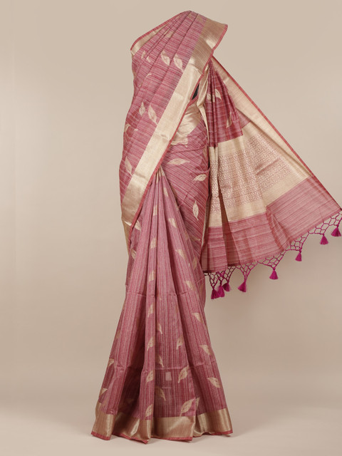 

Pothys Pink Jute Silk Woven Design Khadi Saree