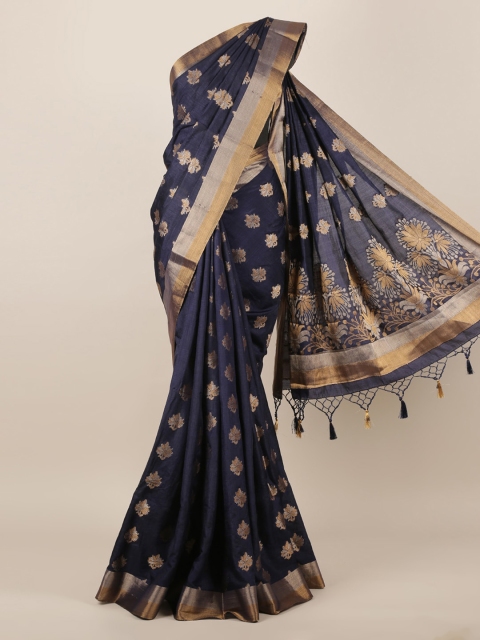 

Pothys Navy Blue Woven Design Jute Silk Saree