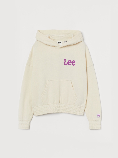 

H&M Girls White Oversized Cotton Printed Sustainable Hoodie