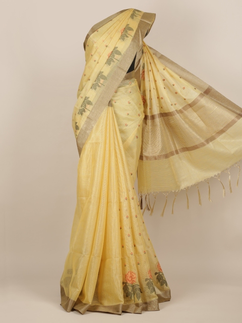 

Pothys Yellow Woven Design Cotton Blend Saree