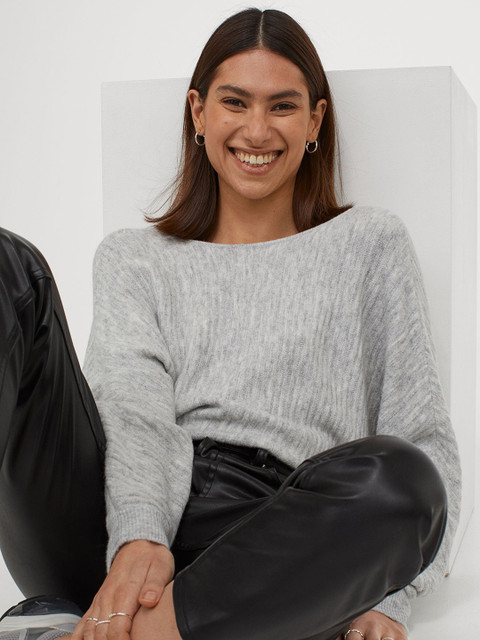 

H&M Women Grey Twist-Detail Jumper