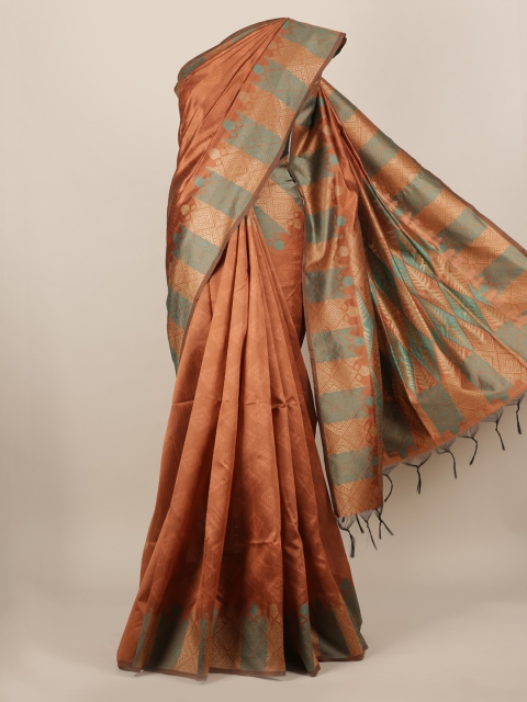 

Pothys Brown Woven Design Jute Silk Saree