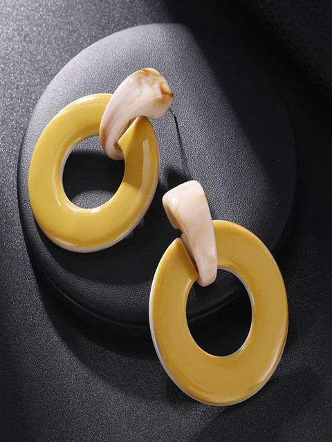 

AQUASTREET Yellow Contemporary Hoop Earrings