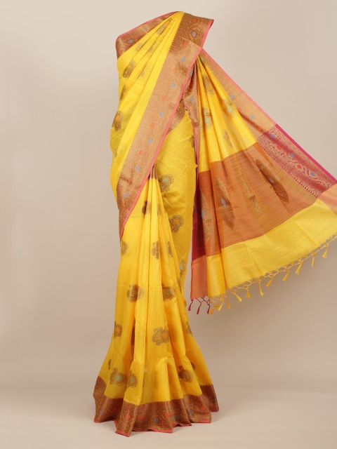 

Pothys Yellow Woven Design Cotton Blend Saree