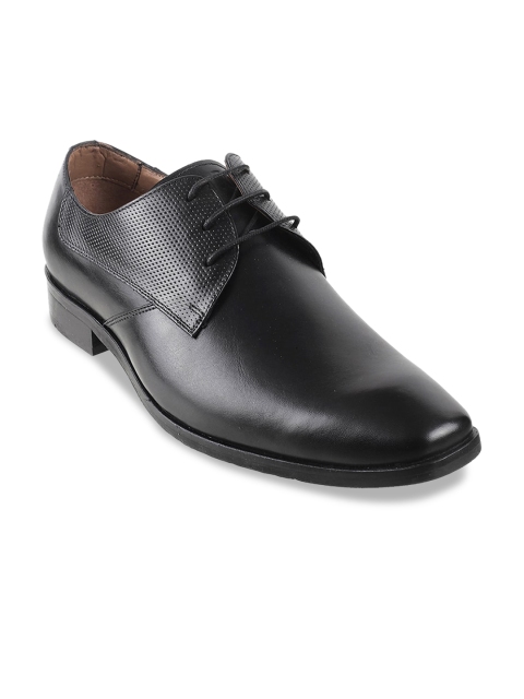 

Metro Men Black Solid Leather Formal Derbys