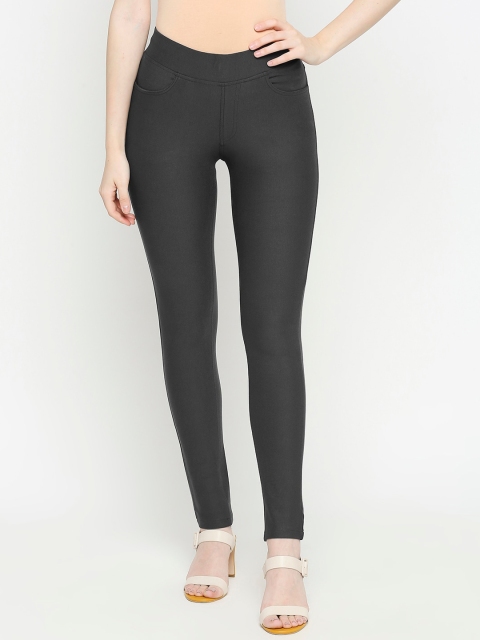 

fungus Women Grey Slim Fit Solid Treggings
